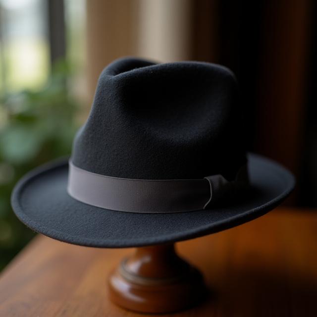 Cappello Fedora in feltro di castoro grigio scuro